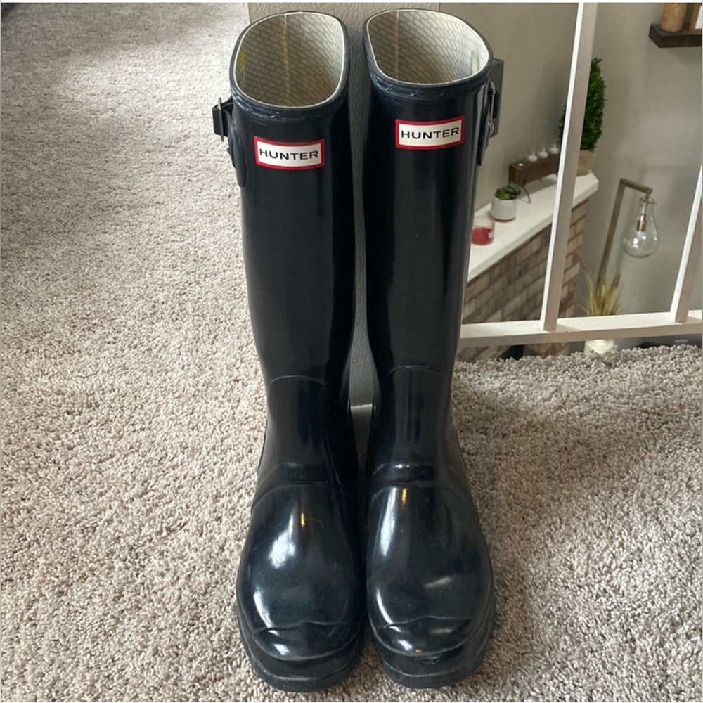 Hunter Black Original Gloss Tall Rain Boots